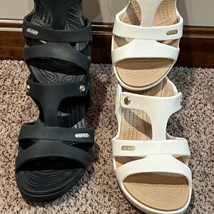 CROCS heels (Black & white) Size 9